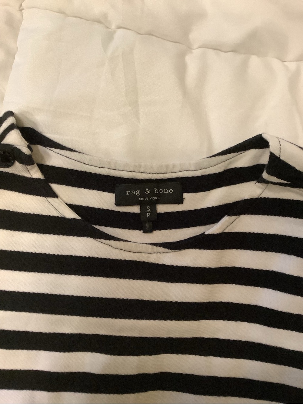 rag & bone Black and White Striped Crop Top